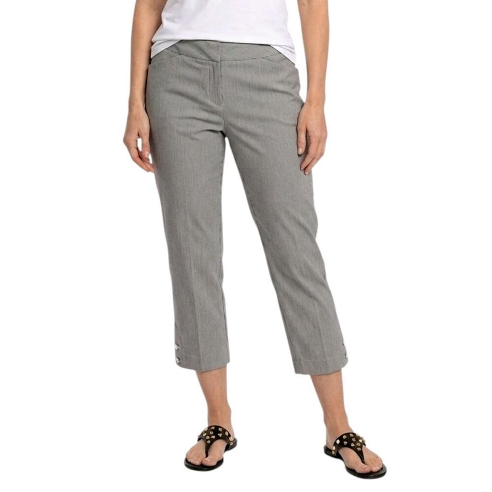 Jones New York Sport Blue & White Striped Button Detail Capris Size 12 Petite